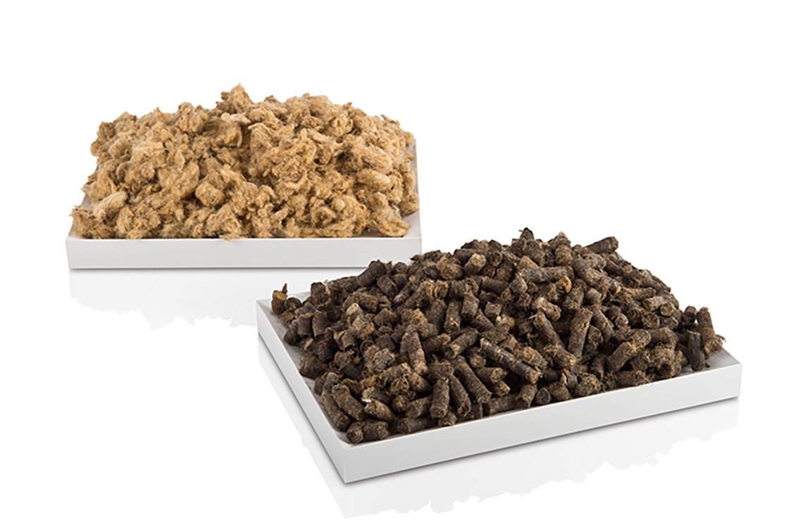 Dünge-Pellets aus Schafwolle und Pferdemist